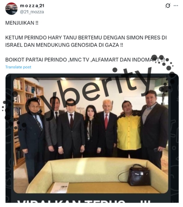 [SALAH] Hary Tanoe Bertemu Presiden Israel Shimon Peres Mendukung Genosida di Gaza