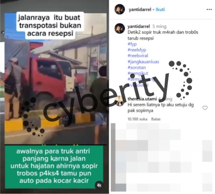 [SALAH] Rombongan Truk Nekad Terobos dan Tabrak Tenda Resepsi