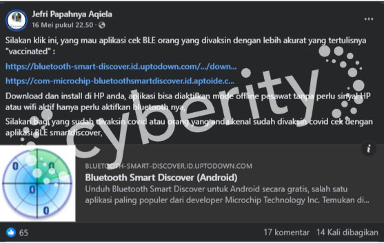 [SALAH]  Aplikasi Cek Melalui Bluetooth Untuk Deteksi Orang Yang Divaksin Dengan Akurat