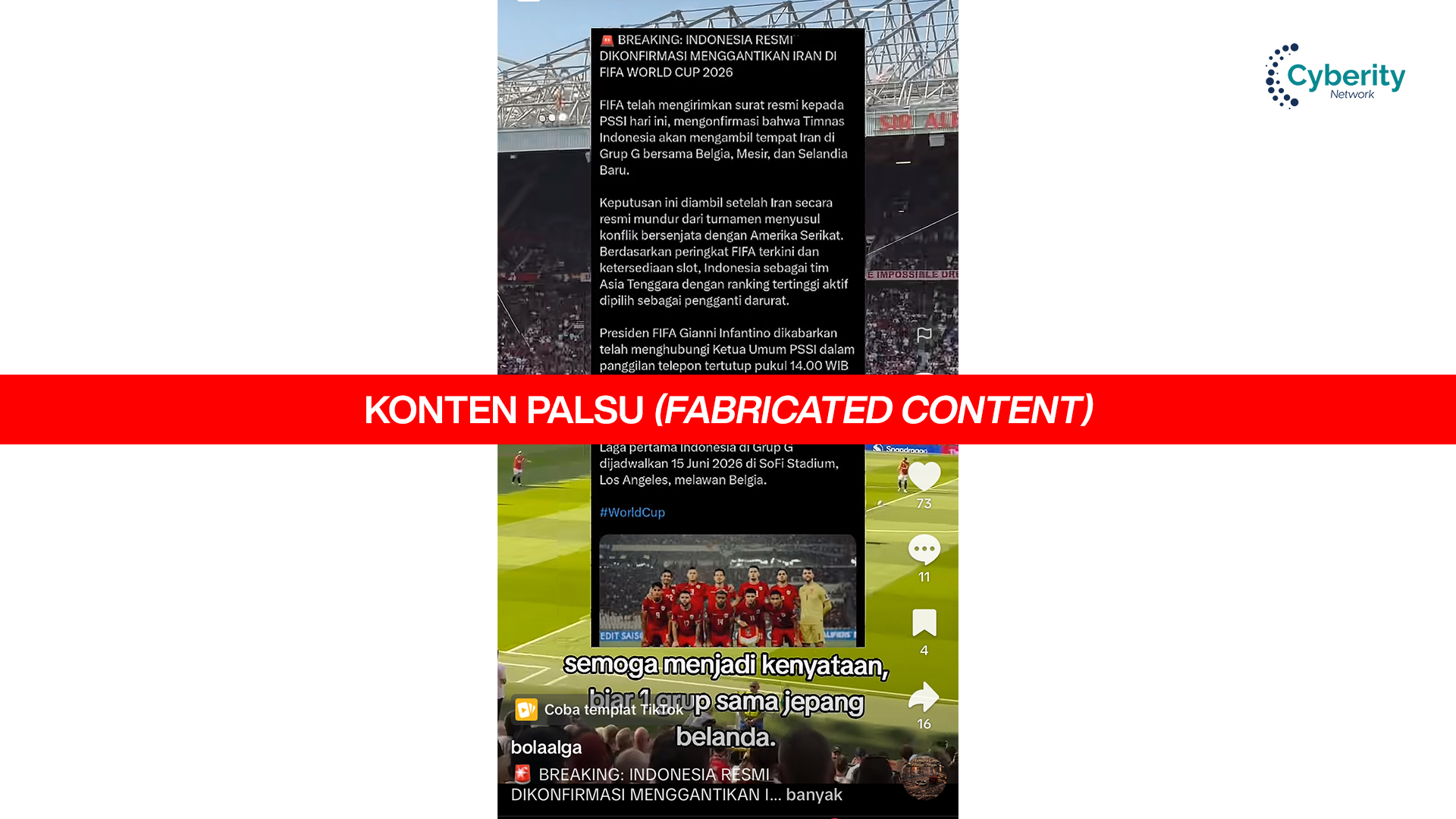 [KELIRU] Indonesia Resmi Dikonfirmasi Menggantikan Iran di FIFA World Cup 2026