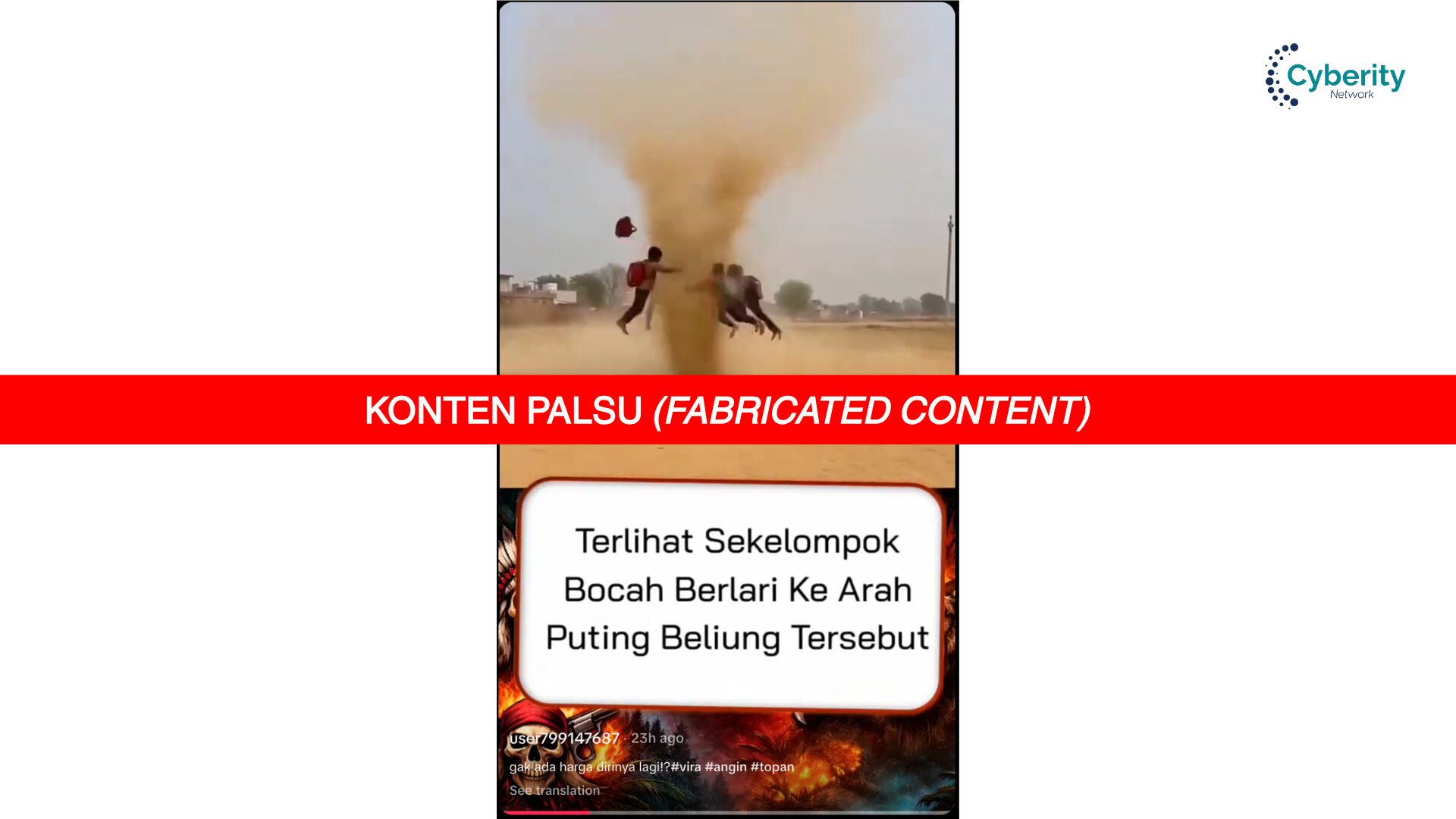 [KELIRU] Video Anak-Anak Bermain dan Terbang Mengitari Angin Puting Beliung