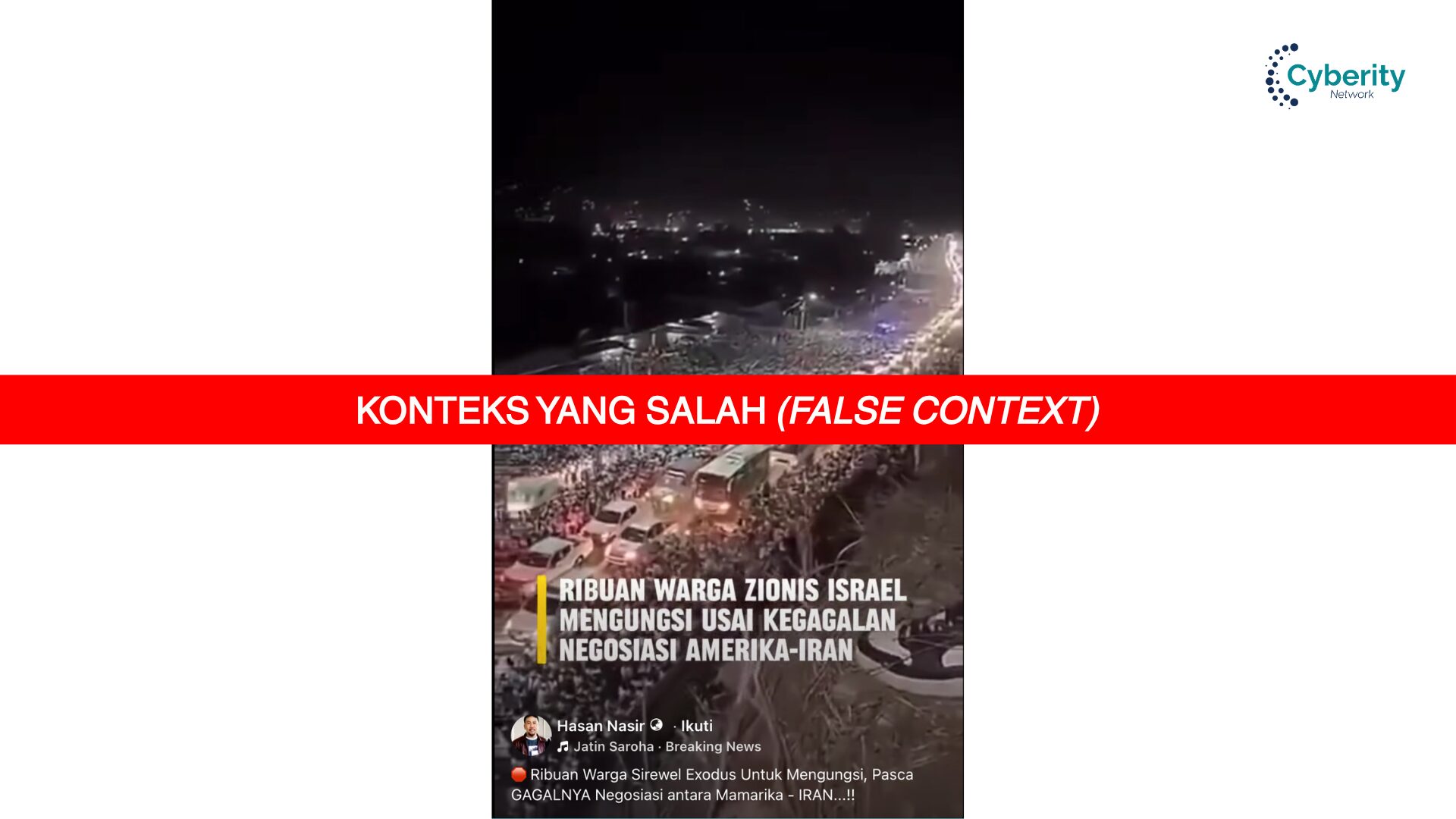 [KELIRU] Video Ribuan Warga Israel Mengungsi Akibat Kegagalan Negosiasi Amerika-Iran