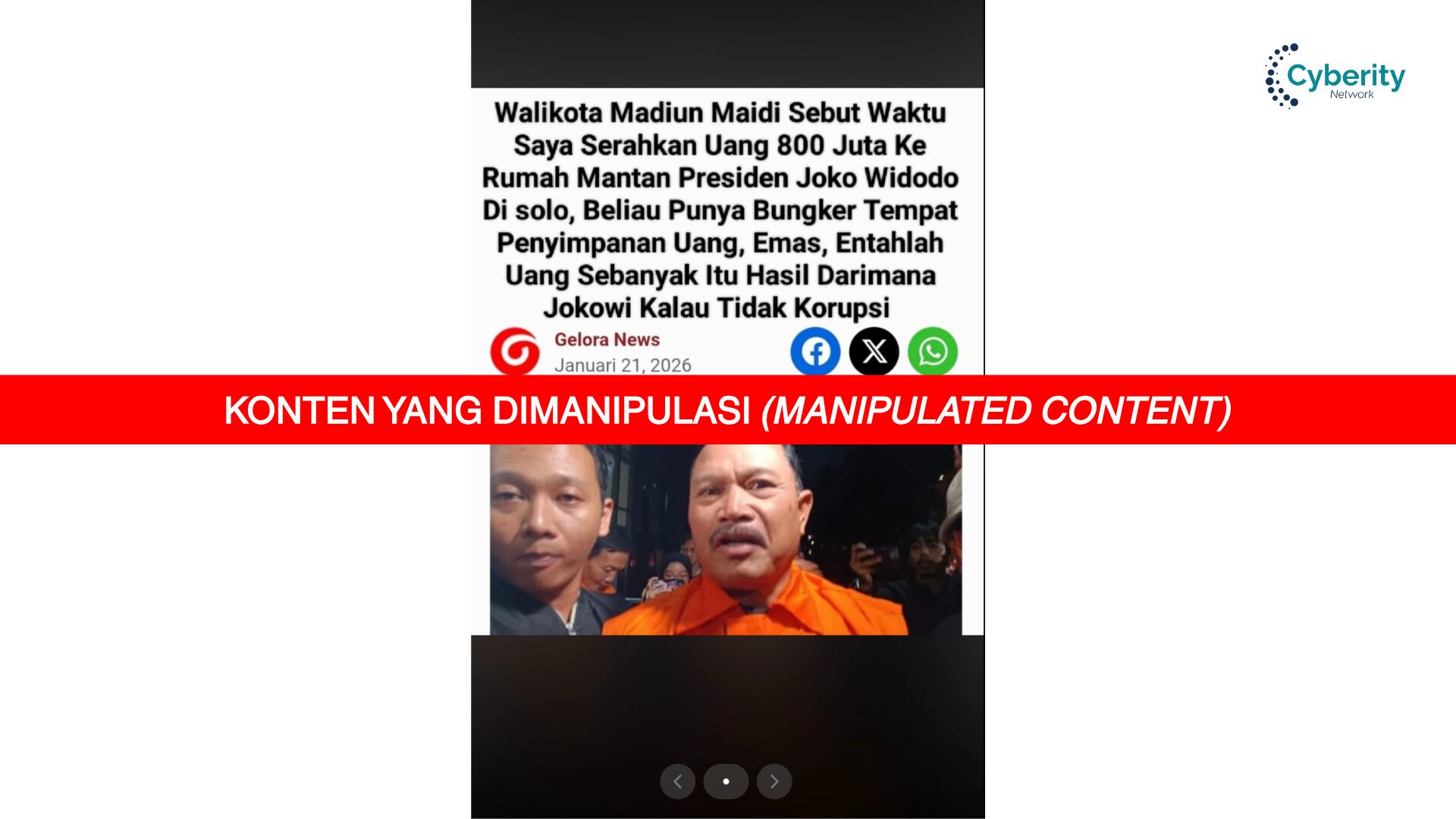 [KELIRU] Wali kota Madiun Maidi Sebut Serahkan Uang 800 Juta Ke Joko Widodo