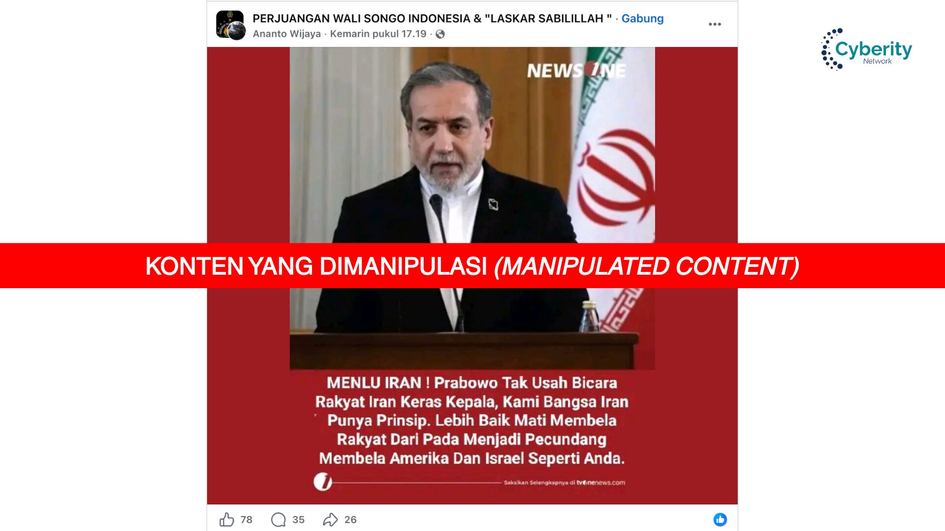 [KELIRU] Menlu Iran Meminta Prabowo Tak Usah Bicara Rakyat Iran Keras Kepala Karena Iran Punya Prinsip
