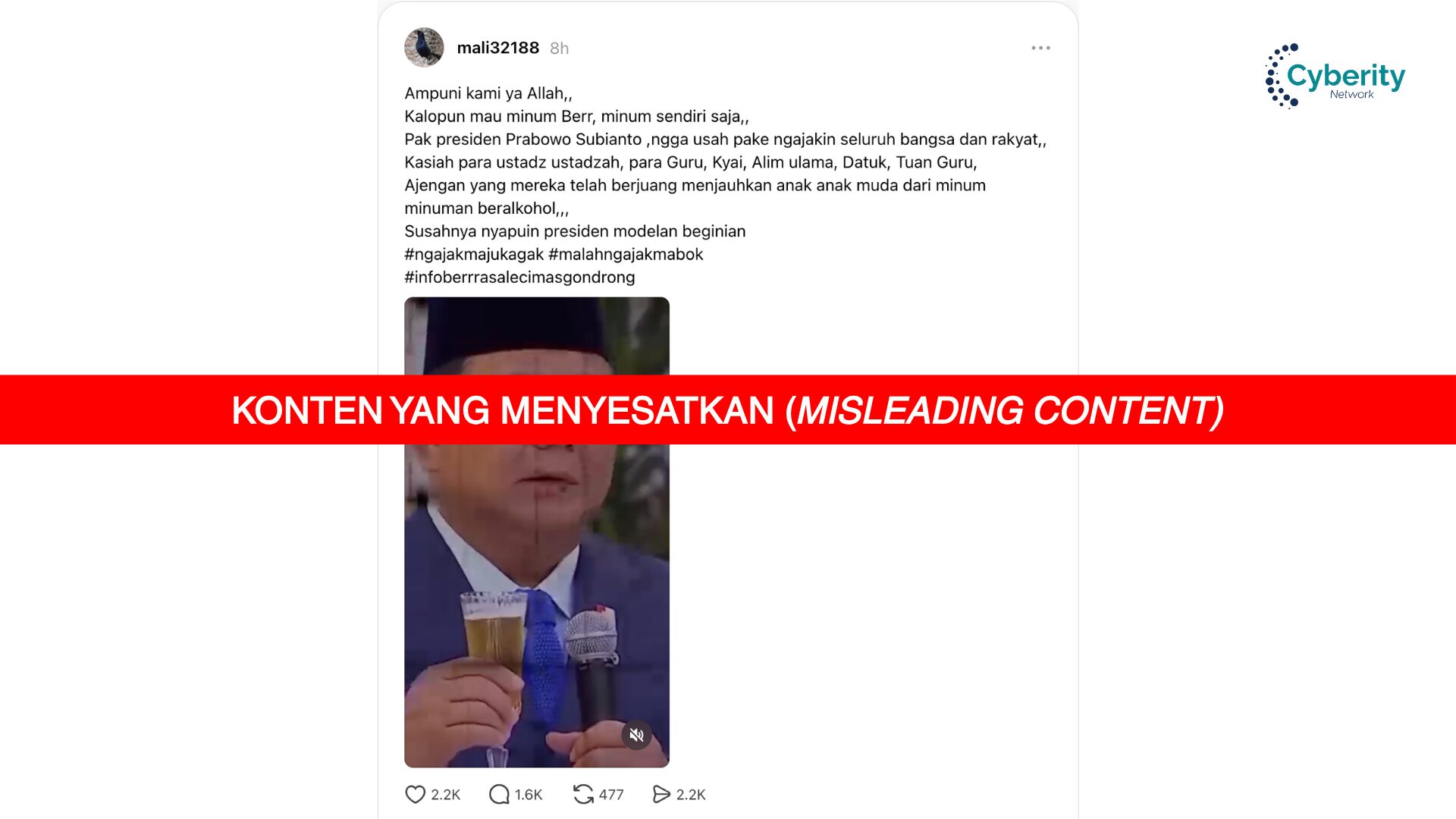 [KELIRU] Video Presiden Prabowo Mengajak Rakyat Indonesia Bersulang Minum Bir Saat Menjamu Emmanuel Macron