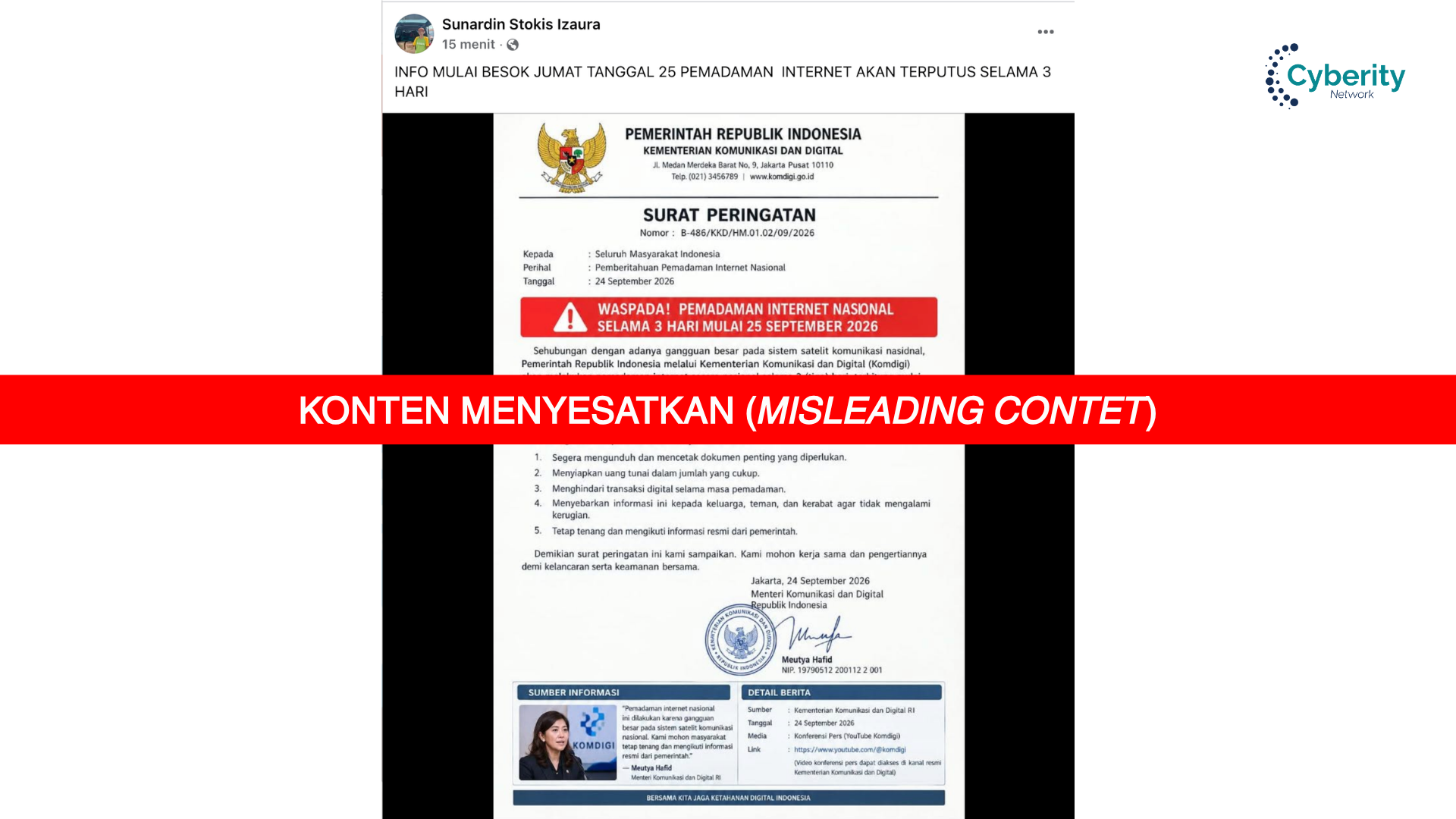 [KELIRU] Pemadaman Internet Nasional Selama 3 Hari Mulai 25 September 2026